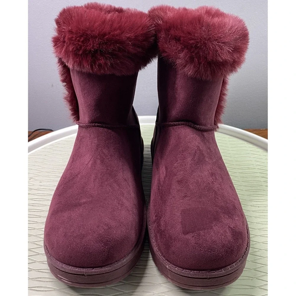 SO Paulina Women's Size 9M Faux Fur Winter Boots -‎ Burgundy Wine NWOB